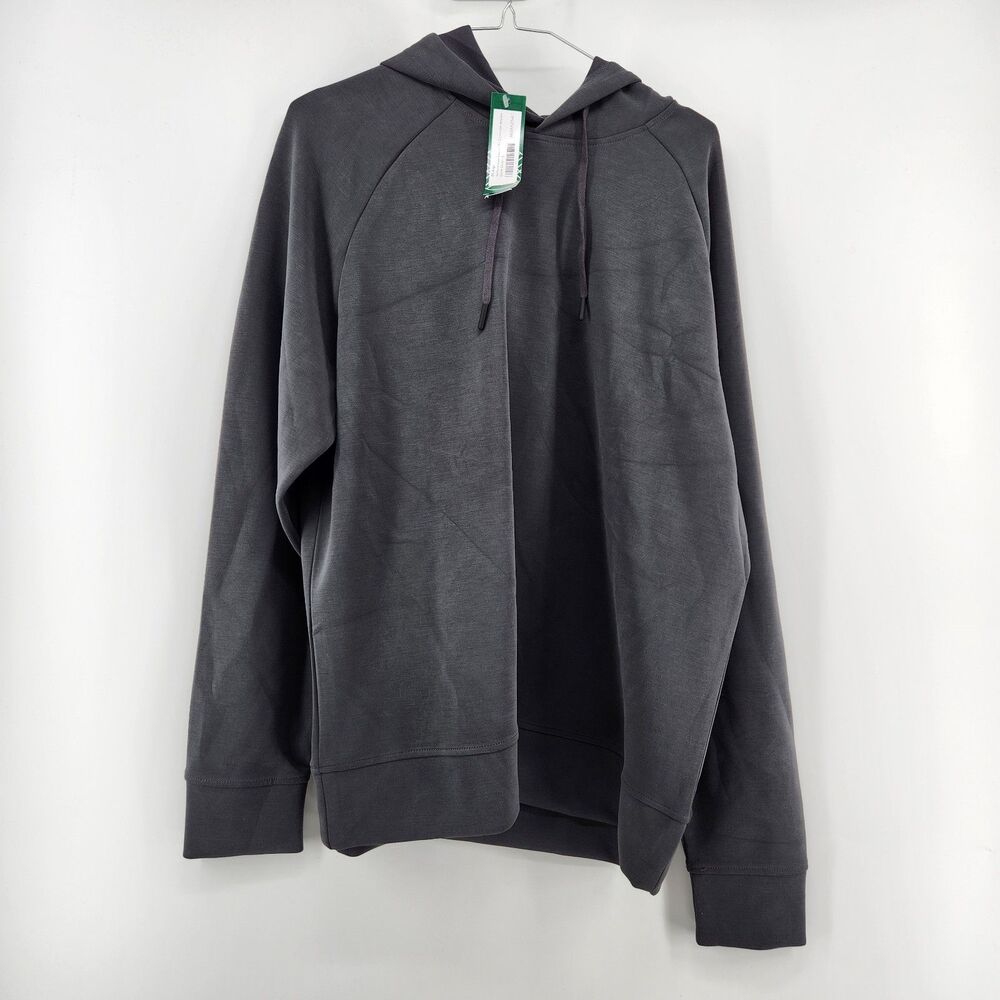 01.Algo Men's Dark Grey Large Performaluxe Relaxed Fit Commuter Hoodie NWT